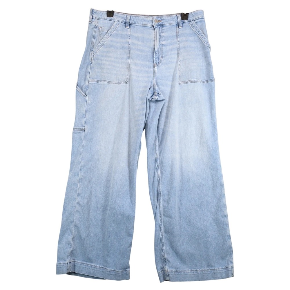 American Eagle Super High Rise Baggy Wide Leg Jeans Womens 18 38x30" Carpenter